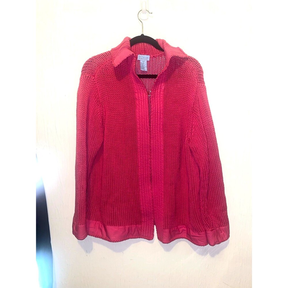 Sigrid Olsen SO Blue Heavyweight Cotton Knit Jacket Size 1X